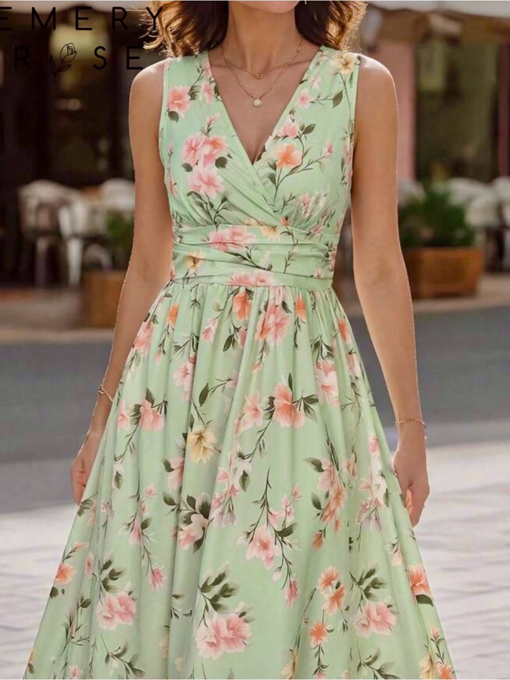 Floral V-Neck Midi Dress
